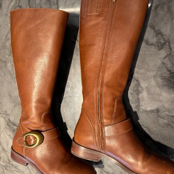 COACH BRYNN SIGNATURE BUCKLE RIDING BOOT SZ 6B Brown - Picture 7 of 14